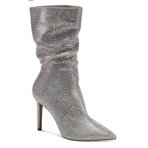 Thalia Sodi Women's Raquell Slouch Dress Boots Silver Bling Size 12  NWT